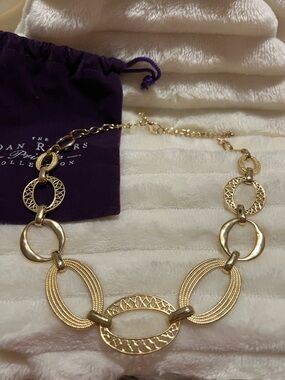 Joan Rivers Private Collection Gold Tone Link Necklace Vintage with Bag & Box